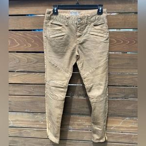 Free People Moto Distressed Gold Denim Skinny Jean - 27